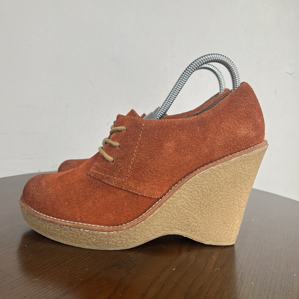 Jeffrey Campbell Earnest Boots Women 8M Orange Suede Comfort Oxford Ankle Bootie